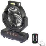 Sygonix - ventilateur sans fil 4. 6 w (�) 205 mm noir fonctionnement sur piles possible, avec �clairage, ...