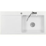 Systemceram - evier cramique blanc mat cleya 1 grand bac 100x51 - gouttoir gauche