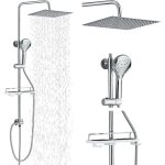 Systme de douche barre de douche carre en acier inoxydable 30 x 30 cm douchette  main avec 3 types ...