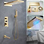 Syst�me de douche avec thermostat (dor�) - douche � effet pluie - colonne de douche - pomme de douche ...