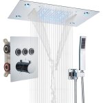 Syst�me de douche thermostatique � cascade de luxe 49x35cm t�te de douche led � cascade avec douchette ...