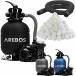 Arebos - syst�me de filtre � sable noir - 400w - 10. 200 l / h - capacit� du r�servoir jusqu'� 20 kg ...