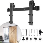 Systme de porte coulissante rail de 183 cm noir en acier carbone pour portes coulissantes de 35  45 ...