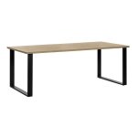 Meublorama - table 10 personnes pour salle � manger collection newton coloris ch�ne dor�. pieds en m�tal. ...