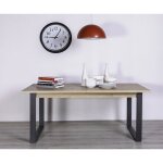 Abitare - table extensible 180x90 cm chêne naturel avec pieds en métal peint - sanremo Abitare - table extensible 180x90 cm chêne naturel avec pieds en métal peint - sanremo