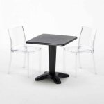 Table et 2 chaises color�es polycarbonate ext�rieurs grand soleil caff�