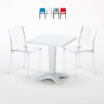 Table et 2 chaises color�es polycarbonate ext�rieurs grand soleil caff�
