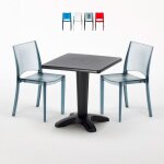 Table et 2 chaises color�es polycarbonate ext�rieurs grand soleil caff�