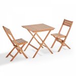 Table et 2 chaises pliante en bois d'eucalyptus