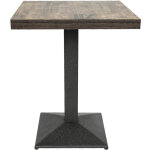 Table 60x60 carr�e avec pied central pour bar bistrots marron - verni en noir