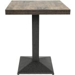 Table 60x60 carre avec pied central pour bar bistrots marron - verni en noir