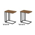 Vasagle - table d'appoint, lot de 2, bout de canap, table mobile, avec cadre en acier et roulettes, ...