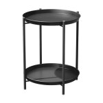 Grand patio - table d'appoint 2 �tages, petite table � caf� en m�tal, r�sistante aux intemp�ries, table ...