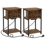 Vasagle - table d'appoint , lot de 2, petite table de chevet avec multiprise, fin, 2 prises ca, 2 ports ...