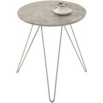 Idimex - table d'appoint benno, avec pieds en �pingle m�tal chrom� et d�cor b�ton gris