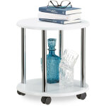 Table d'appoint blanche ronde à roulettes table basse plantes desserte chariot hxlxp 41, 5 x 40 x 40 ... Table d'appoint blanche ronde à roulettes table basse plantes desserte chariot hxlxp 41, 5 x 40 x 40 ...