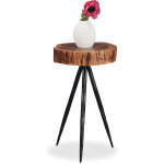 Relaxdays - table d'appoint en bois de manguier, tronc d'arbre, pieds métalliques, salon, table chevet ... Relaxdays - table d'appoint en bois de manguier, tronc d'arbre, pieds métalliques, salon, table chevet ...