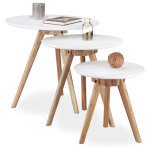 Relaxdays - table d'appoint bois de noyer lot de 3 table basse 50, 40 et 32 cm bout de canap� table console ...