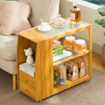 Sinbinta - table de chevet, table d'appoint, table de nuit, bout de canap� avec 2 tiroirs, pour petit ...