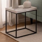Table d'appoint carrée 40x40x45 cm décor marbre blanc et noir - aya Table d'appoint carrée 40x40x45 cm décor marbre blanc et noir - aya