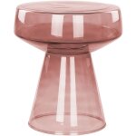 Table appoint design moderne forme ovale en verre transparent rouge laguna