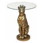 Atmosphera - table d'appoint design 'wild l�opard' 52cm or