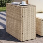 Vidaxl - table d'appoint de jardin avec dessus en verre beige rotin Vidaxl - table d'appoint de jardin avec dessus en verre beige rotin