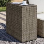 Vidaxl - table d'appoint de jardin avec dessus en verre gris rotin Vidaxl - table d'appoint de jardin avec dessus en verre gris rotin