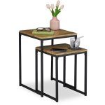 Relaxdays - table d'appoint jeu de 2, empilable, design industriel, gigognes, 2 tailles, carr�es, m�tal, ...