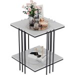 Table d'appoint marbre carre - bout de canap de salon design guridon style moderne table de chevet ...
