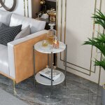 Unho - table d'appoint marbre ronde - bout de canap de salon mtal design guridon moderne pour salon ...