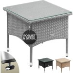 Table d'appoint en polyrotin table basse avec plaque en verre petite table de jardin en r�sine tress�e ...
