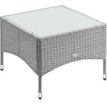 Table d'appoint en polyrotin table basse avec plaque en verre petite table de jardin en r�sine tress�e ...