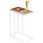 Table d'appoint rectangulaire debora, en métal blanc et décor chêne sonoma Table d'appoint rectangulaire debora, en métal blanc et décor chêne sonoma