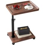 Sinbinta - table d'appoint en forme de c avec roulettes, table basse moderne r�glable en hauteur, petite ...