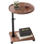 Sinbinta - table d'appoint en forme de c avec roulettes, table basse moderne r�glable en hauteur, petite ...