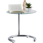 Relaxdays - table d'appoint rglable en hauteur max. 70 cm, chrome, ronde, table caf, surface en verre ...