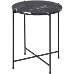 Table d'appoint ronde 42x42x45 cm en marbre noir - avyla