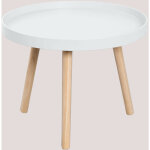 Table d'appoint ronde �50 cm en bois sigma sklum blanc