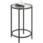 Table d'appoint ronde bout de canapé dessus en verre trempé diamètre 40, 5 cm cadre en métal table de ... Table d'appoint ronde bout de canapé dessus en verre trempé diamètre 40, 5 cm cadre en métal table de ...