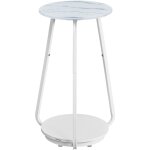Vasagle - table d'appoint ronde, table de chevet � 2 niveaux, gu�ridon avec plateau en verre et �tag�re ...