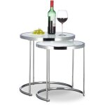 Relaxdays - table d'appoint ronde console table basse plateau verre blanc cadre chrome lot de 2 design ... Relaxdays - table d'appoint ronde console table basse plateau verre blanc cadre chrome lot de 2 design ...