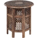 Table d'appoint sombre en bois de manguier bout de canapé ajouré oriental kumali Table d'appoint sombre en bois de manguier bout de canapé ajouré oriental kumali