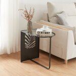 [en. casa] - table d'appoint ulvik m�tal verre 50 x 50 x 35 cm noir