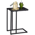 Table d'appoint veilleuse petit meuble d'angle pour sofa, lit, mtal et bois, hlp: 59, 5 x 30 x 45 cm, ...