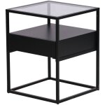 Table d'appoint vissenbjerg acier laqué verre trempé 51 x 40 x 40 cm noir mat Table d'appoint vissenbjerg acier laqué verre trempé 51 x 40 x 40 cm noir mat