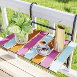Table de balcon rabattable petjvesi mtal bois de pin 60 x 40 x 58 cm noir multicolore [en. casa]