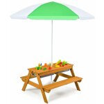 Table et banc 3 en 1 pour enfants avec parasol, table convertible avec plateau amovible et 2 bo�tes de ...