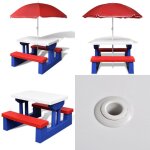 Table et bancs de pique - nique avec parasol pour enfants - table de pique - nique enfant - ensemble ...