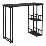 Table de bar woltu avec 2 tablettes, table de bistrot en m�tal et mdf, 120x50x105cm, noir